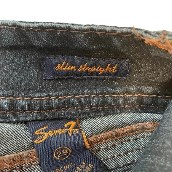 Seven 7 Women's Dark Wash Mid Rise Stretch Blue Denim Skinny Jeans Waist… - Picture 4 of 10